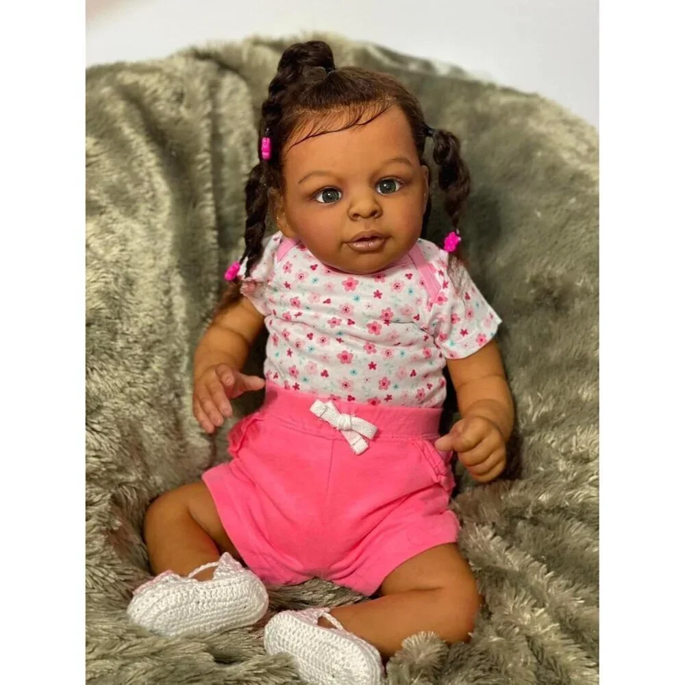 🆕23inch Soft Cloth Body  African American Poseable Limbs Jaylan Reborn Baby